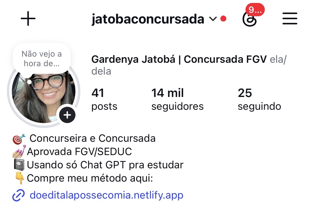 Perfil @jatobaconcursada no Instagram
